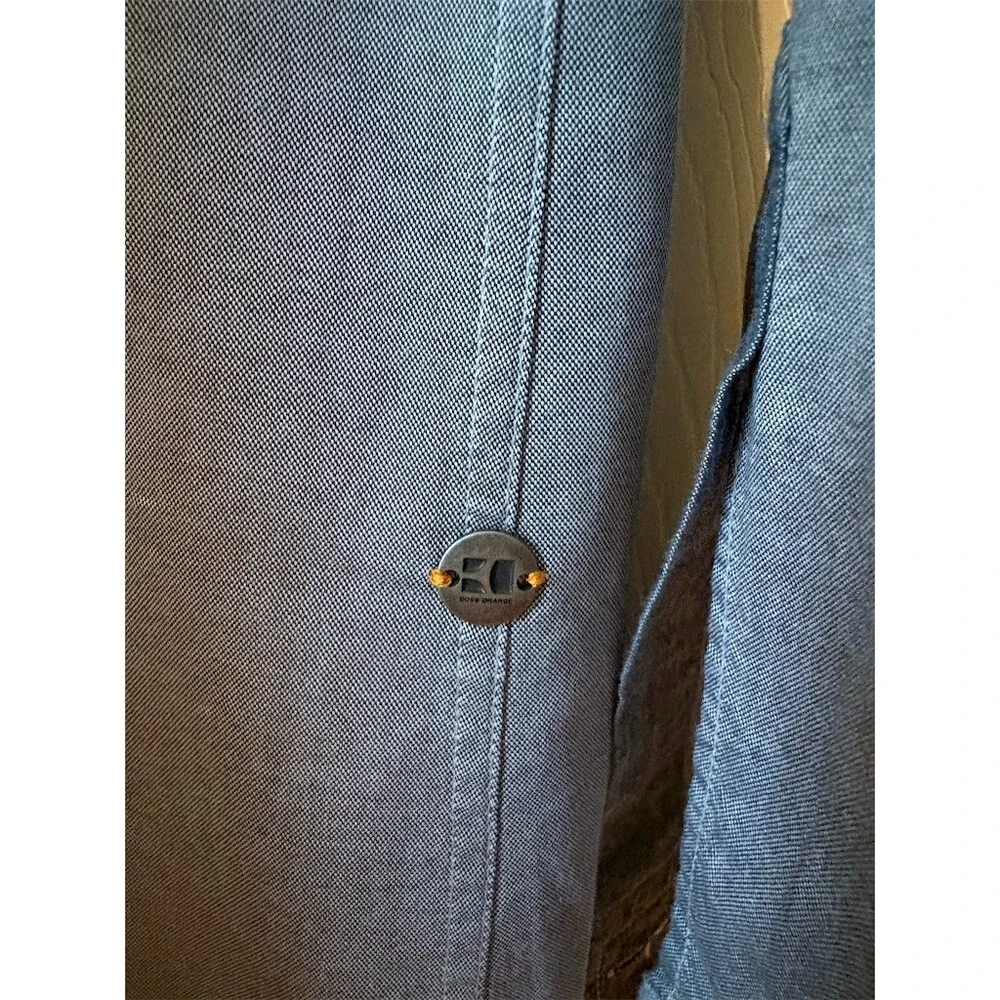 Hugo BOSS Orange Shirt Men's XL‎ Blue Solid Long Sleeve Button-Up Collared Logo